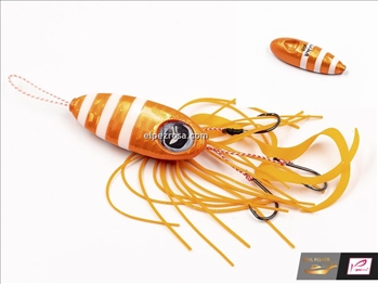 Real Fisher Squid Rubber 150g Zebra Orange